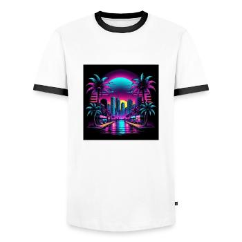 Rétro Ville Neon Couleur Cadeau Gaming Retro World - T-shirt contrasté Homme - blanc/noir - Devant - AI Model Female 172 light (172cm) & AI Model Male 178 dark (178cm)