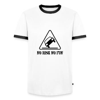 No Risk No Fun Funny Gift Car Tuning - Men's Ringer Shirt - white/black - Front - AI Model Female 172 light (172cm) & AI Model Male 178 dark (178cm)