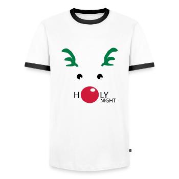Holy Rudolph - Männer Kontrast-T-Shirt - Weiß/Schwarz - Vorne - AI Model Female 172 light (172cm) & AI Model Male 178 dark (178cm)