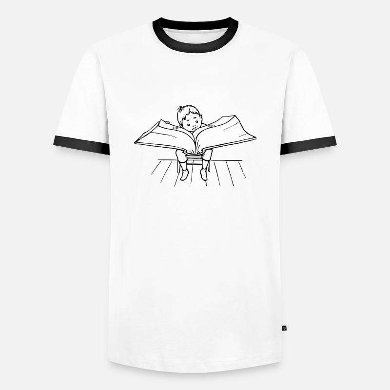 Buch - Männer Kontrast-T-Shirt - Weiß/Schwarz