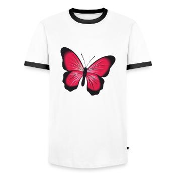 Roter Rosa Schmetterling Geschenk Idee - Männer Kontrast-T-Shirt - Weiß/Schwarz - Vorne - AI Model Female 172 light (172cm) & AI Model Male 178 dark (178cm)