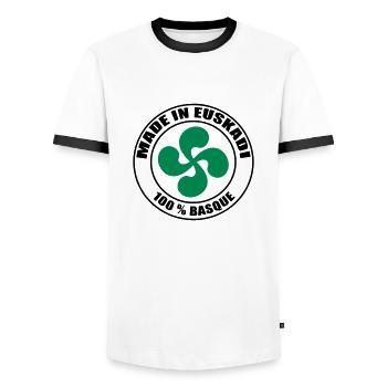 Made in Euskadi lauburu - T-shirt contrasté Homme - blanc/noir - Devant - AI Model Female 172 light (172cm) & AI Model Male 178 dark (178cm)