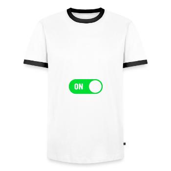 Phase de gain musculaire ON Entraînement de poids de musculation - T-shirt contrasté Homme - blanc/noir - Devant - AI Model Female 172 light (172cm) & AI Model Male 178 dark (178cm)