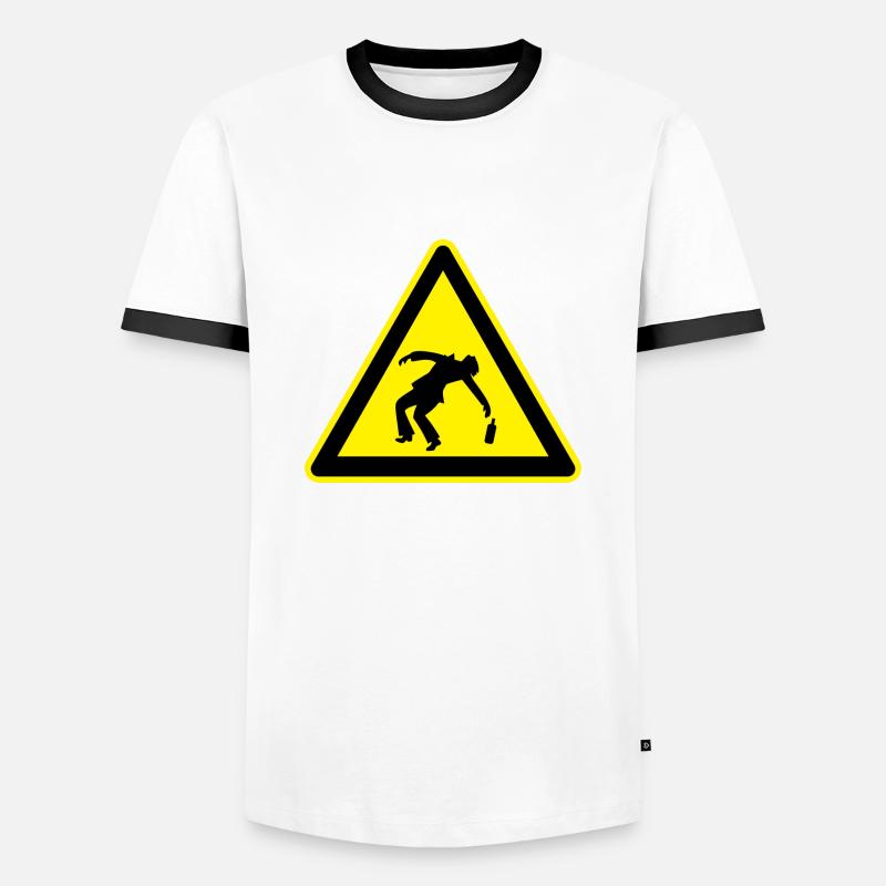Caution Drunk - Men's Ringer Shirt - white/black