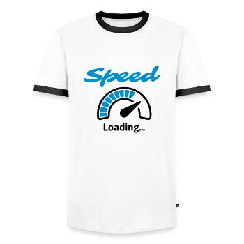 Speed Loading... - Männer Kontrast-T-Shirt - Weiß/Schwarz - Vorne - AI Model Female 172 light (172cm) & AI Model Male 178 dark (178cm)