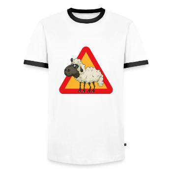 sheep - Men's Ringer Shirt - white/black - Front - AI Model Female 172 light (172cm) & AI Model Male 178 dark (178cm)