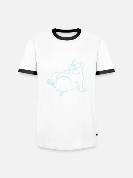 Lazy pig - Men's Ringer Shirt - white/black