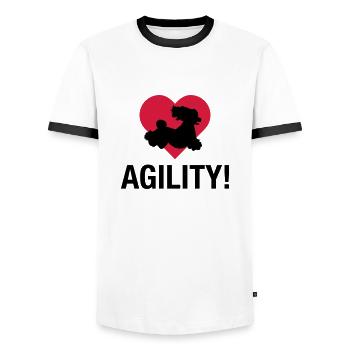 biglove_pudel - Männer Kontrast-T-Shirt - Weiß/Schwarz - Vorne - AI Model Female 172 light (172cm) & AI Model Male 178 dark (178cm)