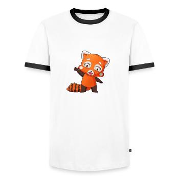 The Red Panda Club - Männer Kontrast-T-Shirt - Weiß/Schwarz - Vorne - AI Model Female 172 light (172cm) & AI Model Male 178 dark (178cm)