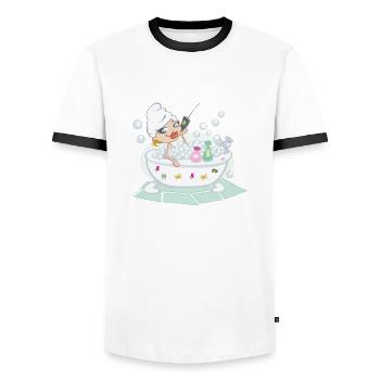 bath bath bathtub bathtub shower shower6 - Men's Ringer Shirt - white/black - Front - AI Model Female 172 light (172cm) & AI Model Male 178 dark (178cm)