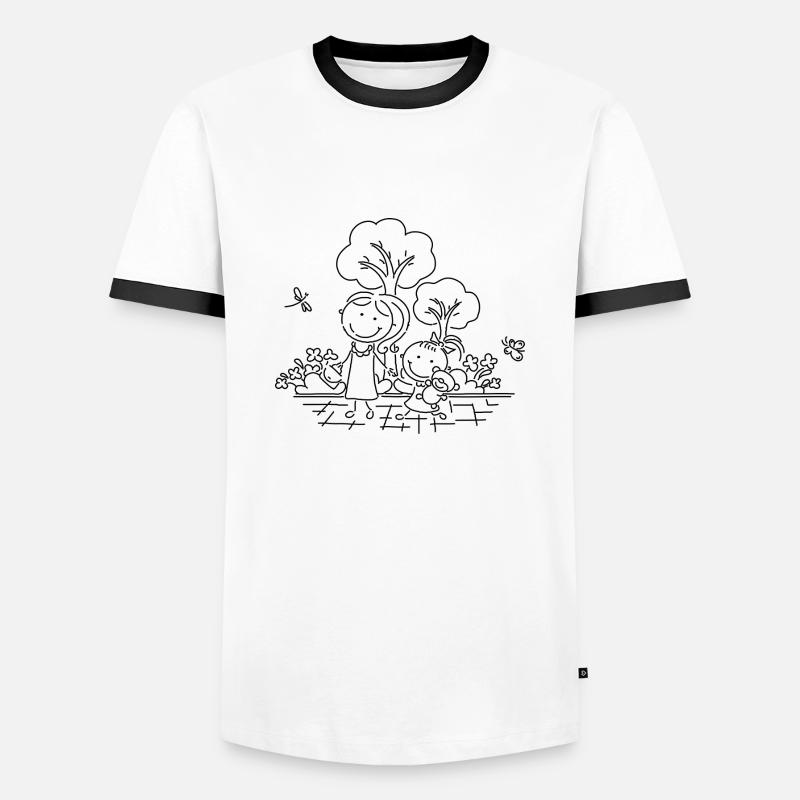Kinder - Männer Kontrast-T-Shirt - Weiß/Schwarz