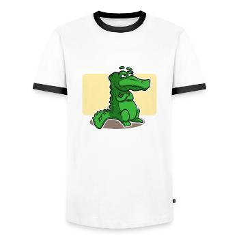 süsses Krokodil - Männer Kontrast-T-Shirt - Weiß/Schwarz - Vorne - AI Model Female 172 light (172cm) & AI Model Male 178 dark (178cm)