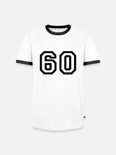 60 Collegestyle - Männer Kontrast-T-Shirt - Weiß/Schwarz