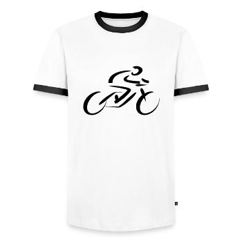 Radsport - Männer Kontrast-T-Shirt - Weiß/Schwarz - Vorne - AI Model Female 172 light (172cm) & AI Model Male 178 dark (178cm)