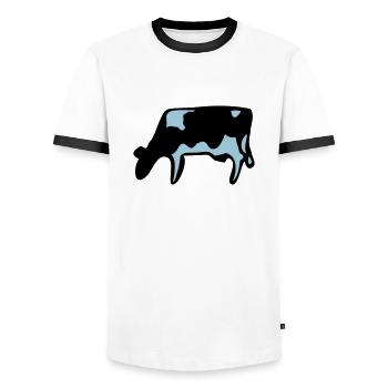 Cow Gift Idea Farmer Farm Animal Grazing - Men's Ringer Shirt - white/black - Front - AI Model Female 172 light (172cm) & AI Model Male 178 dark (178cm)