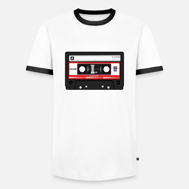 cassette - Men's Ringer Shirt - white/black