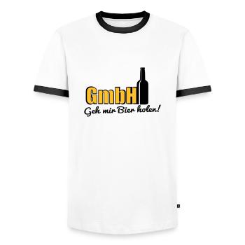 geh mir bier holen, handwerker, lustig, handwerker - Männer Kontrast-T-Shirt - Weiß/Schwarz - Vorne - AI Model Female 172 light (172cm) & AI Model Male 178 dark (178cm)