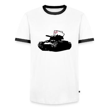 Tank Paar as1 - Männer Kontrast-T-Shirt - Weiß/Schwarz - Vorne - AI Model Female 172 light (172cm) & AI Model Male 178 dark (178cm)