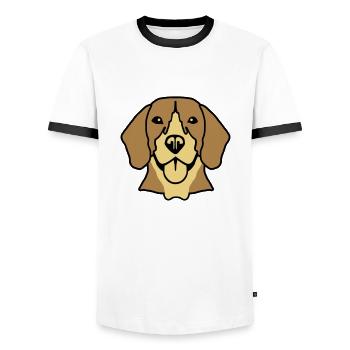 beagle - Men's Ringer Shirt - white/black - Front - AI Model Female 172 light (172cm) & AI Model Male 178 dark (178cm)