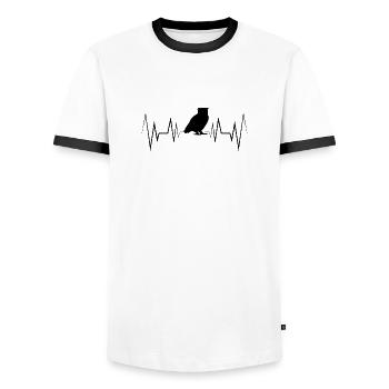 Herzschlag Eule Silhouette - Männer Kontrast-T-Shirt - Weiß/Schwarz - Vorne - AI Model Female 172 light (172cm) & AI Model Male 178 dark (178cm)