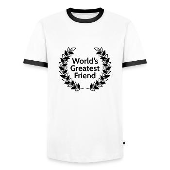 worlds greatest friend - T-shirt contrasté Homme - blanc/noir - Devant - AI Model Female 172 light (172cm) & AI Model Male 178 dark (178cm)