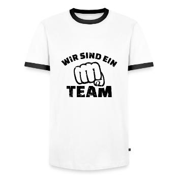 Team - Männer Kontrast-T-Shirt - Weiß/Schwarz - Vorne - AI Model Female 172 light (172cm) & AI Model Male 178 dark (178cm)