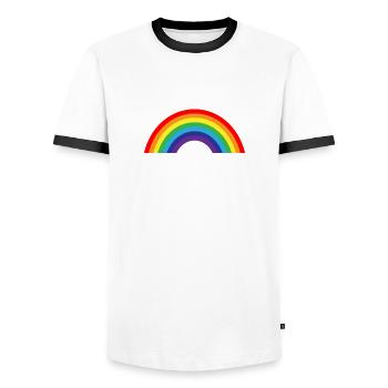 Regenbogen - Männer Kontrast-T-Shirt - Weiß/Schwarz - Vorne - AI Model Female 172 light (172cm) & AI Model Male 178 dark (178cm)