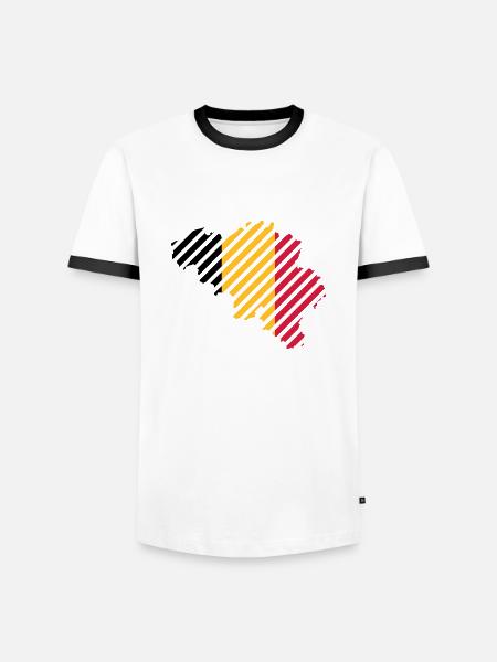 pays rayé Belgique - T-shirt contrasté Homme - blanc/noir