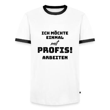 ich möchte nur einmal mit Profis arbeiten - Männer Kontrast-T-Shirt - Weiß/Schwarz - Vorne - AI Model Female 172 light (172cm) & AI Model Male 178 dark (178cm)