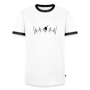 Heartbeat Skateboarding Silhouette - Men's Ringer Shirt - white/black - Front - AI Model Female 172 light (172cm) & AI Model Male 178 dark (178cm)