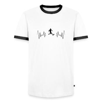 Silhouette de football Heartbeat - T-shirt contrasté Homme - blanc/noir - Devant - AI Model Female 172 light (172cm) & AI Model Male 178 dark (178cm)