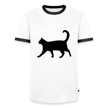 Stolze Katze - Männer Kontrast-T-Shirt - Weiß/Schwarz - Vorne - AI Model Female 172 light (172cm) & AI Model Male 178 dark (178cm)