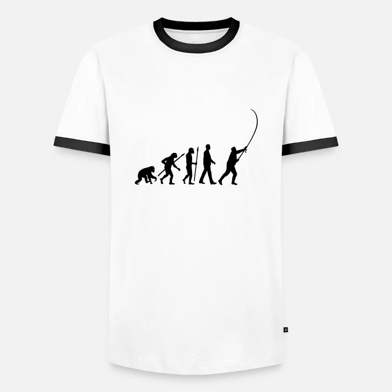 evolution_angler_042013_a_1c - Männer Kontrast-T-Shirt - Weiß/Schwarz