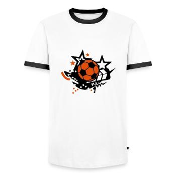 Football soccer ball stars504 - Men's Ringer Shirt - white/black - Front - AI Model Female 172 light (172cm) & AI Model Male 178 dark (178cm)