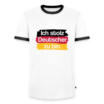 I'm proud to be German. - Men's Ringer Shirt - white/black - Front - AI Model Female 172 light (172cm) & AI Model Male 178 dark (178cm)