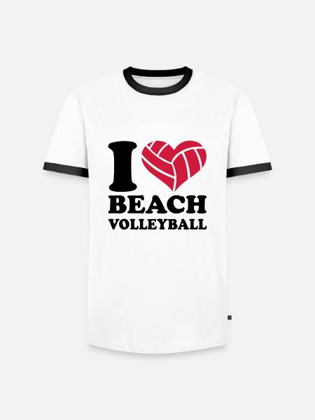 beach-volley - T-shirt contrasté Homme - blanc/noir
