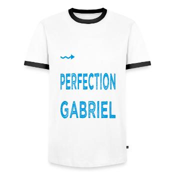 Gabriel Si tu veux la perfection adopte un gabriel - T-shirt contrasté Homme - blanc/noir - Devant - AI Model Female 172 light (172cm) & AI Model Male 178 dark (178cm)