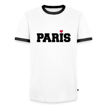 Paris Herz Frankreich Liebe Geschenk - Männer Kontrast-T-Shirt - Weiß/Schwarz - Vorne - AI Model Female 172 light (172cm) & AI Model Male 178 dark (178cm)