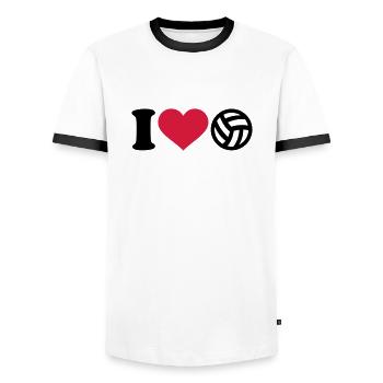I love Volleyball - Men's Ringer Shirt - white/black - Front - AI Model Female 172 light (172cm) & AI Model Male 178 dark (178cm)