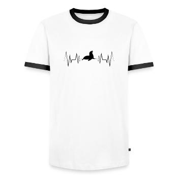 Silhouette de phoque de battement de cœur - T-shirt contrasté Homme - blanc/noir - Devant - AI Model Female 172 light (172cm) & AI Model Male 178 dark (178cm)