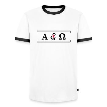 A & O - Men's Ringer Shirt - white/black - Front - AI Model Female 172 light (172cm) & AI Model Male 178 dark (178cm)