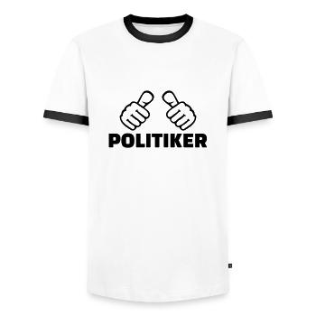 Politiker - Männer Kontrast-T-Shirt - Weiß/Schwarz - Vorne - AI Model Female 172 light (172cm) & AI Model Male 178 dark (178cm)