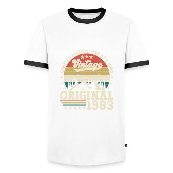 Original 1983 39th Birthday Gift Men - Men's Ringer Shirt - white/black - Front - AI Model Female 172 light (172cm) & AI Model Male 178 dark (178cm)