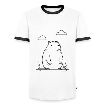 Capybara - Männer Kontrast-T-Shirt - Weiß/Schwarz - Vorne - AI Model Female 172 light (172cm) & AI Model Male 178 dark (178cm)