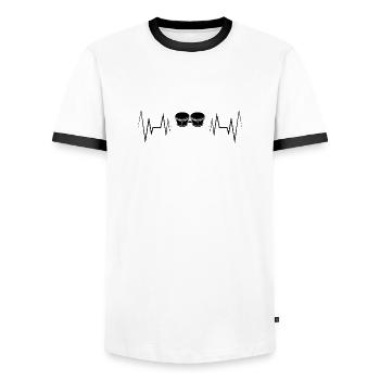 Herzschlag Bongo Silhouette - Männer Kontrast-T-Shirt - Weiß/Schwarz - Vorne - AI Model Female 172 light (172cm) & AI Model Male 178 dark (178cm)