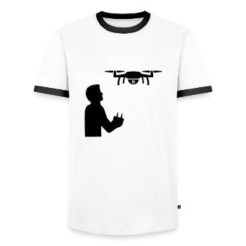 Drohne - Männer Kontrast-T-Shirt - Weiß/Schwarz - Vorne - AI Model Female 172 light (172cm) & AI Model Male 178 dark (178cm)