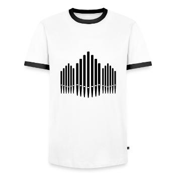 Organ - Men's Ringer Shirt - white/black - Front - AI Model Female 172 light (172cm) & AI Model Male 178 dark (178cm)
