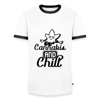 Cannabis And Chill marijuana drôle de t-shirt d’herbe - T-shirt contrasté Homme - blanc/noir - Devant - AI Model Female 172 light (172cm) & AI Model Male 178 dark (178cm)