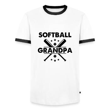 Softball Grandpa - Men's Ringer Shirt - white/black - Front - AI Model Female 172 light (172cm) & AI Model Male 178 dark (178cm)