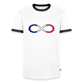 France flag infinity icon France infinity - Men's Ringer Shirt - white/black - Front - AI Model Female 172 light (172cm) & AI Model Male 178 dark (178cm)